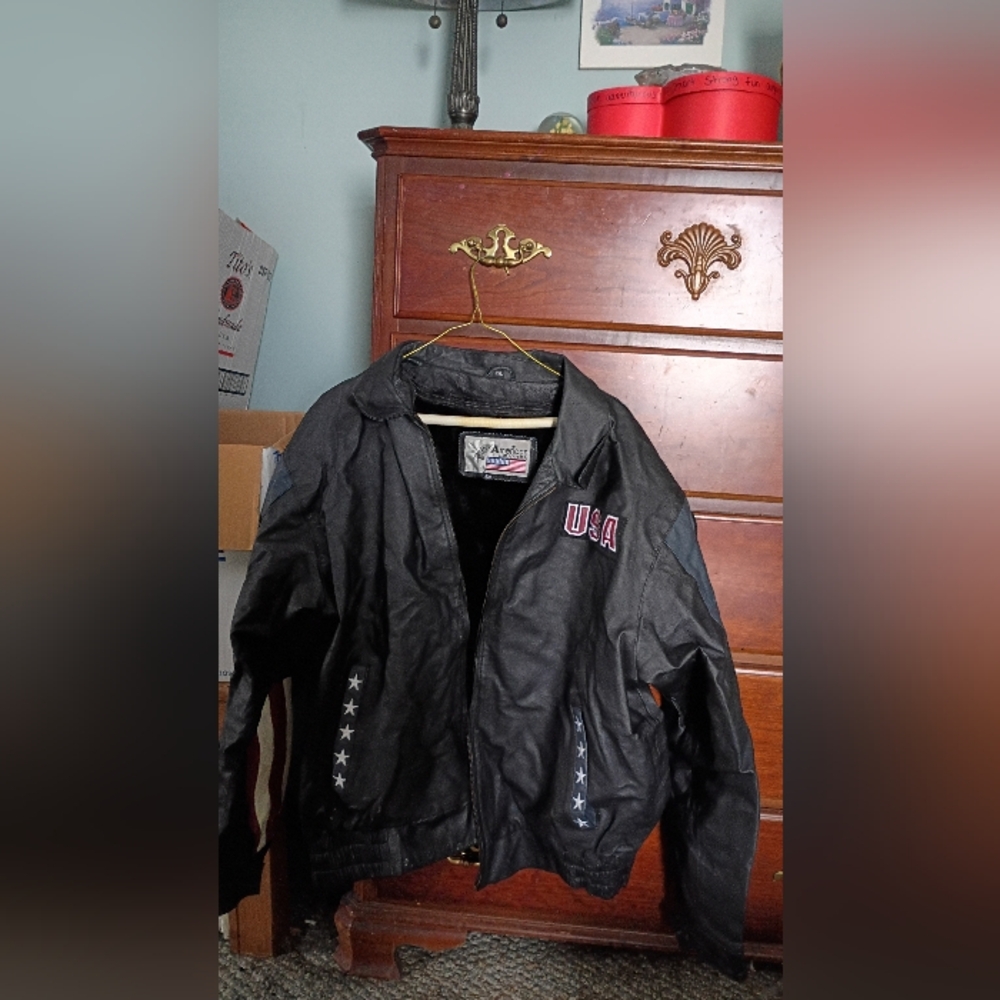 Black USA American Leather Jacket